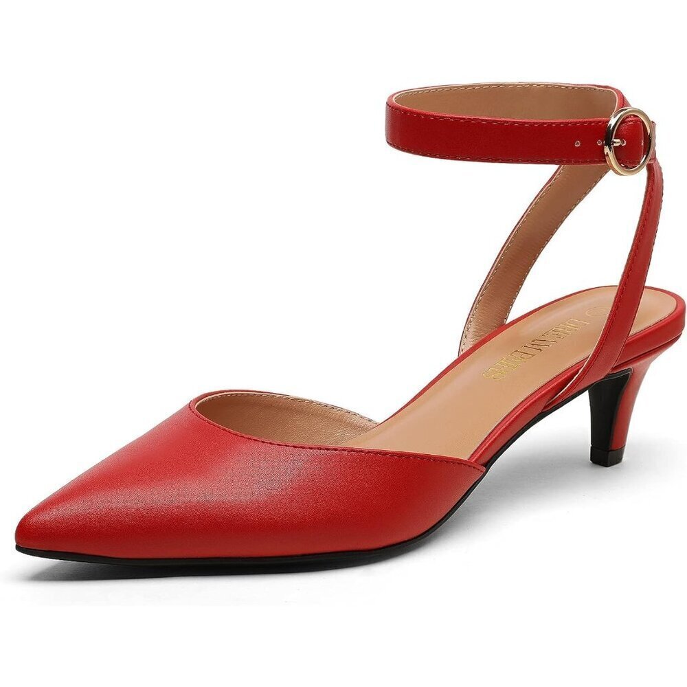 Dream Pairs Women Fire Faux Leather Closed Pointed Toe Ankle Strap Pump Shoes